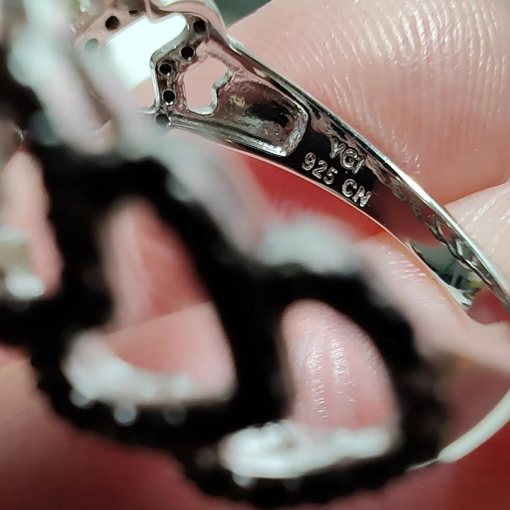 Macy's Black Spinel Multi-Heart Ring (5/8 ct. t.w.) in Sterling Silver Size 7 - Picture 7 of 10
